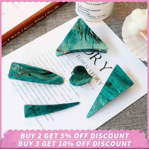 

elegance women hair clips emerald series hair claw heart triangle geometrical acetate hairpins girl women accessories