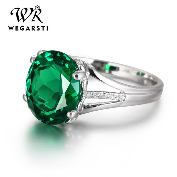 

wegarasti silver 925 jewelry emerald ring silver 925 women zircon natural gemstone rings party engagement ring fine jewelry, Golden;silver
