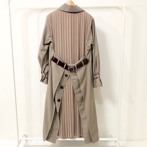 

loose windbreaker women [ewq] 2019 spring autumn 2019 fashion long sleeve turn-down collar lace up single breasted casual bd332, Tan;black