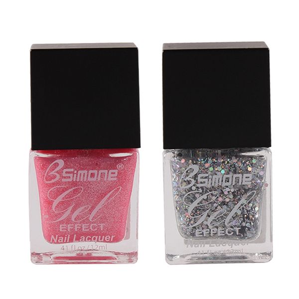 

abvp bsinone 2pc/set holo glitter shimmer nail polish 12ml sequins bling silver nail lacquer colorful art varnish manicure