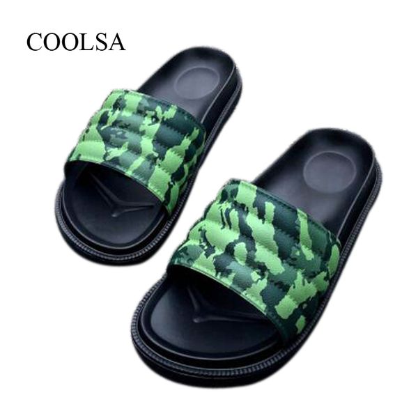 

coolsa men's summer outside camouflage leather slippers beach flip flops leisure home sandals non-slip indoor bathroom slippers, Blue;gray