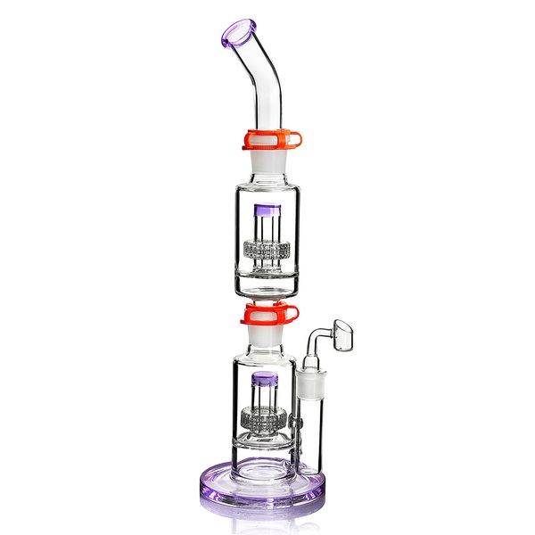 Narghilè Bong Occhiali Bubbler Fumatori Tubi per acqua in vetro Bong per acqua in vetro Rigs petroliferi dabber Con banger da 18 mm Shisha 45 cm di altezza