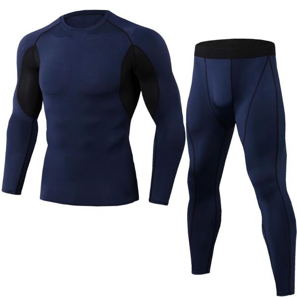 

gym men's running fitness sportswear athletic physical training clothes suits workout jogging sports clothing tracksuit dry fit, Black;blue