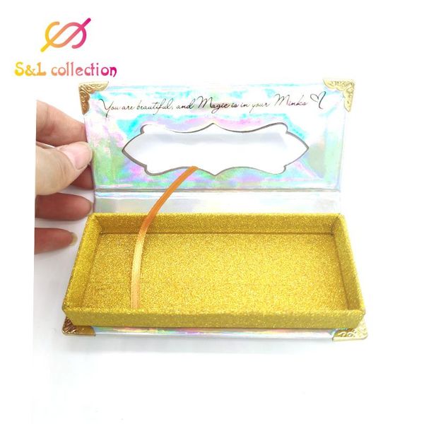 

5pcs wholesale mink false eyelash packaging box glitter paper magnetic empty box