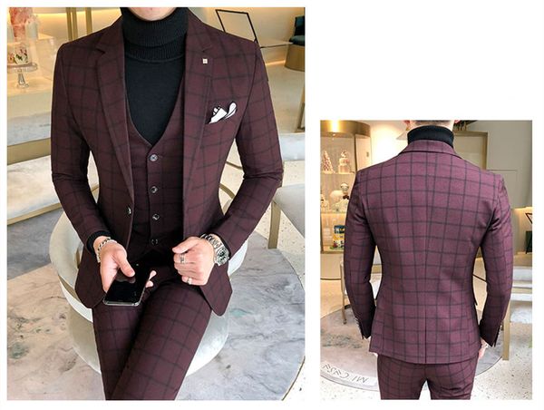 

handsome groomsmen two buttons groom tuxedos notch lapel men suits wedding/prom man blazer ( jacket+pants+vest) 22, Black;gray