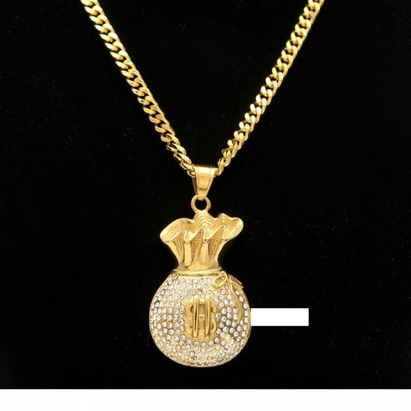 

hip hop серебро цветых деньги сумки подвеска подвеска для доллара ожерелье символа ювелирных изделий для мужчин женщин, Silver