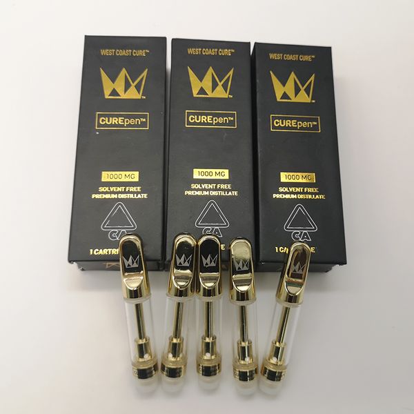 

Cure Pen Cartridges Packaging Vape Pens 510 Thread Vaporizer 0.8ml West Coast 1.0ml Instock Ceramic Coil thick oil Atomizer E-cigarettes