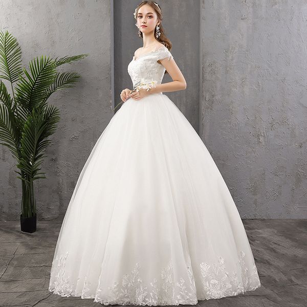 

a word shoulder light dress the bride white yarn show thin out neat, simple woman