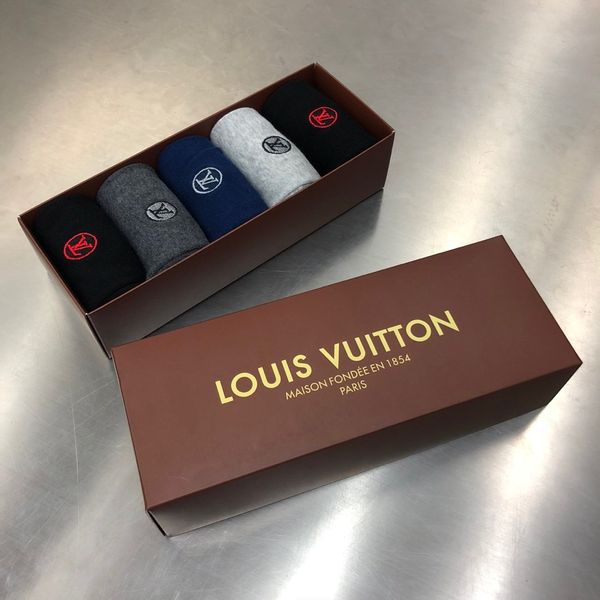 

носки новый мужской короткий дизайнер спорта Хип-хоп носки мода высокого класса письмо роскошные мужские баскетбольные носки 5 пара / коробка