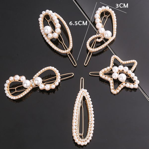 

cute hair clips & barrettes pearl star heart hair pins for women lady fashion jewelry accessories dancing party hairpin, Golden;silver