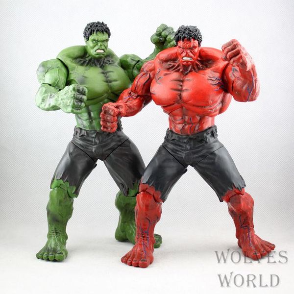 

lxh 10" red and green hulk action figure the avengers pvc figure toy hands adjusted movie lovers collection 2styles