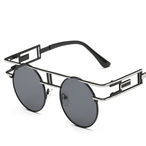 

women sunglasses men gothic steampunk sun glasses vintage luxury round mirror glasses lentes de sol mujer oculos feminino, White;black