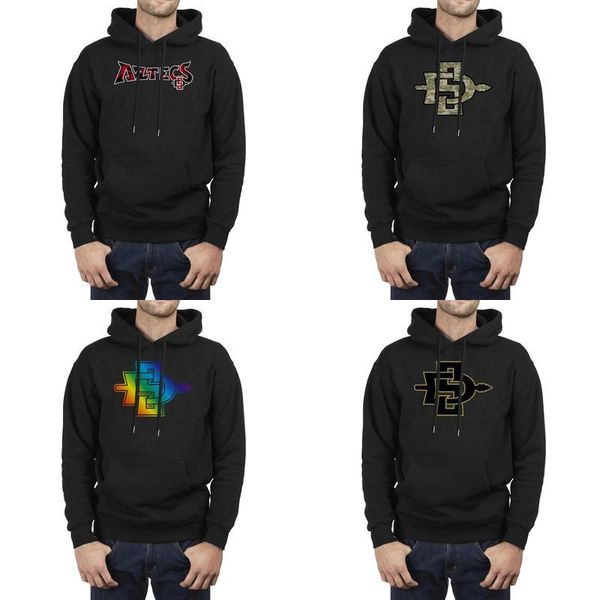 

мода мужчины сан диего штат ацтеки баскетбол камуфляж логотип черный зимние толстовки печать смешные супергерой кокосовая пальма футбол гей, Black