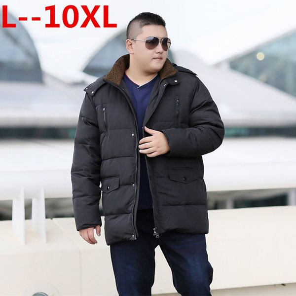 

plus 10xl 8xl 6x 2018 men winter feather jacket men's hooded parka jackets mens thick jacket ultralight down male donsjas, Black