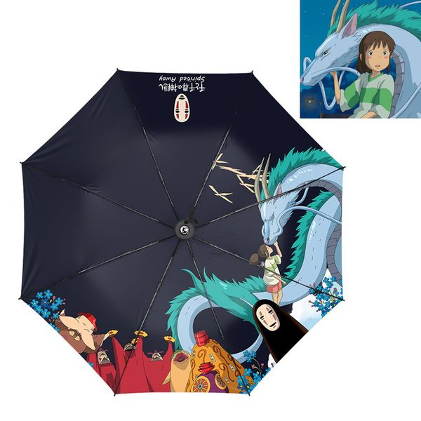 

anime spirited away no face man totoro umbrella three-folding umbrella cartoon windproof folding sun rain