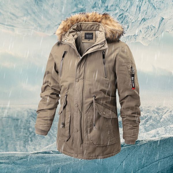 

skiing jacket men thick warm parka fur hooded male winter coat cotton windbreaker jackets men plus size  2xl 3xl dropshipping, Black