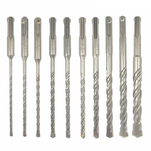 

new-10pcs electric hammer sds plus drill bit set 160mm for concrete wall brick block masonry hole saw drilling bits 4mm 5mm 6mm
