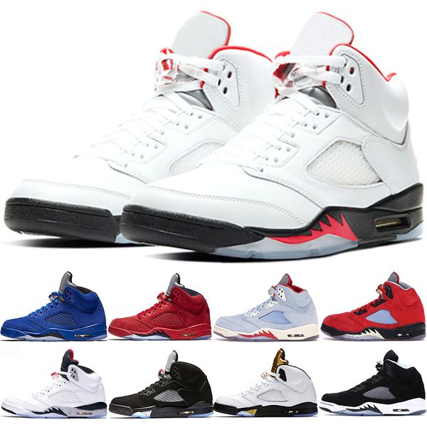 

jumpman 5 men basketball shoes 5s mens trainers stock x 2020 fire red og metallic black white cement sports sneakers ing
