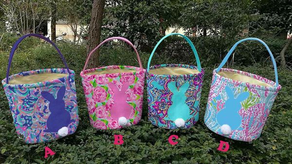 

60pcs new arrival lily easter bucket good quality easter bunny basket tote bags kids ester gift bucket candy tote bags