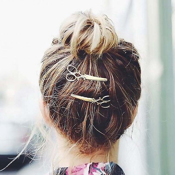 

2pcs creative silver/gold scissors shape women girls hair pins simple hairpins headpiece barrette hair accessories jewelry lb, Golden;white