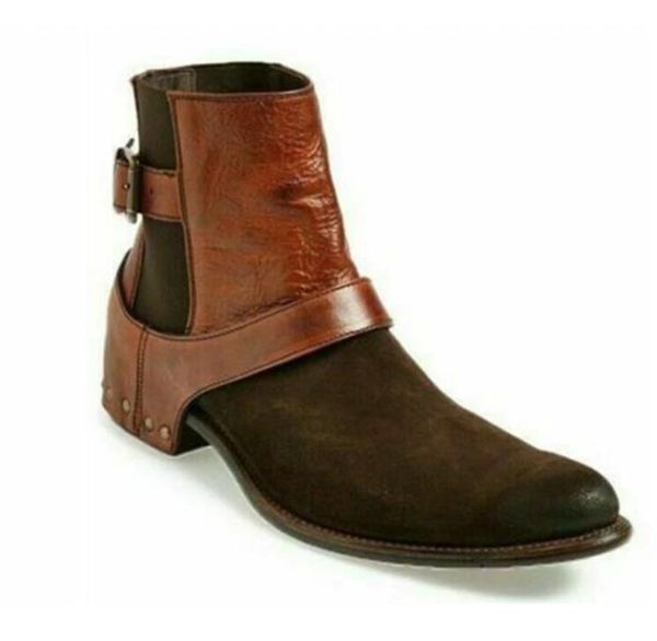 

men leather shoes low heel casual shoes dress brogue spring ankle boots vintage classic male casual ps539, Black