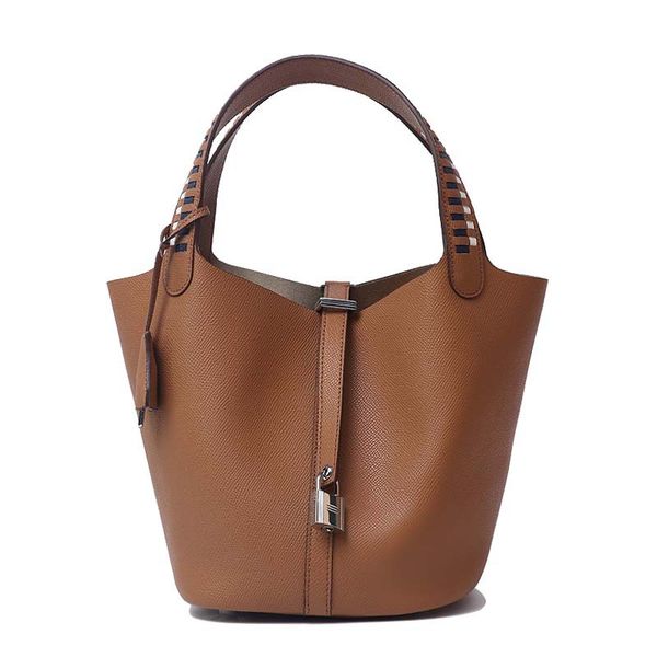 

summer 2019 new vegetable basket baotou leather handbag woven wrist bucket bag