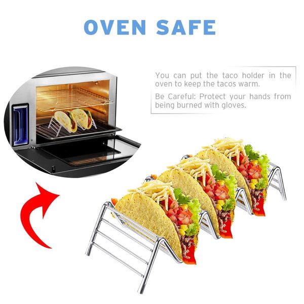 

2pcs taco holders stainless steel taco rack shell mexican food rack pizza taco shell holder stand home bar restaurant food show