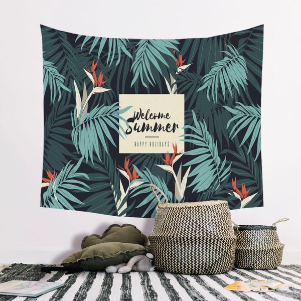 

factory direct cross-border new custom nordic plant tree leaves home tapestry wall ornaments beach towel sitting blanket