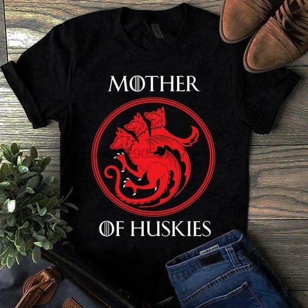 

mother of husky mother day t shirt black cotton ladies s-3xl, White;black