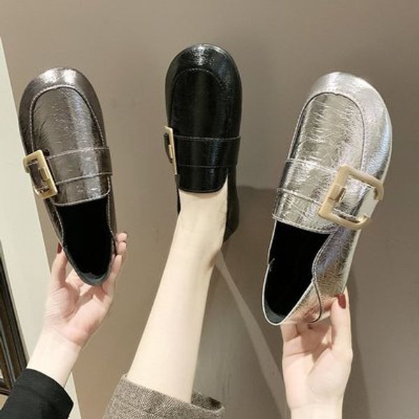 

flat shoes women 2020 summer new solid color korean women's flat casual shoes two wear women's, Black