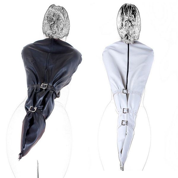 

b901 leather armbinder restraint buckled faux straight back harness monoglove body kasqv