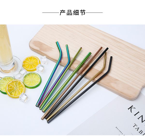 

120pcs/lot 6/8/10/12mm rainbow color stainless steel drinking straws for cups mugs durable reusable bar drink accessories li4568