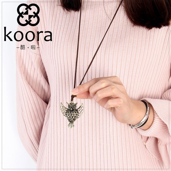 

manufacturer sells korean version fashion jewelry owl metal necklace womens korean velvet necklace wholesale, Silver
