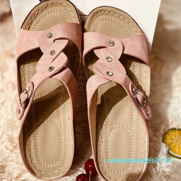 

women summer shoes for women sandals vintage anti-slip breathable wedge platform sandals crystal open toe female shoes r02, Black