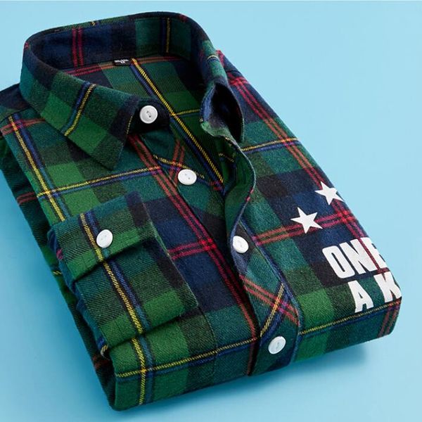 

100% cotton flannel men's plaid shirt loose fit spring autumn male casual men women long sleeved shirts soft comfortable, White;black