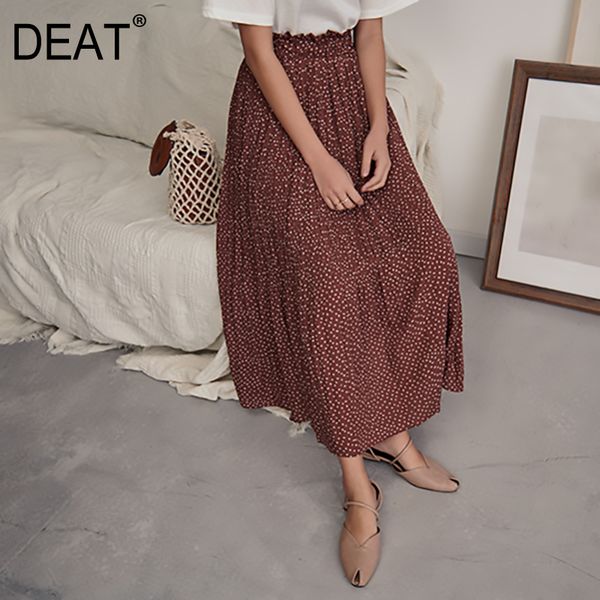 

deat] 2019 new spring summer high elastic waist black flower printed chiffon pleated half-body skirt women fashion tide jq6
