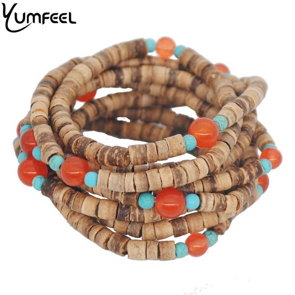 

yumfeel new vintage bohemian layered bracelet women gifts natural stone jewelry gifts, Black