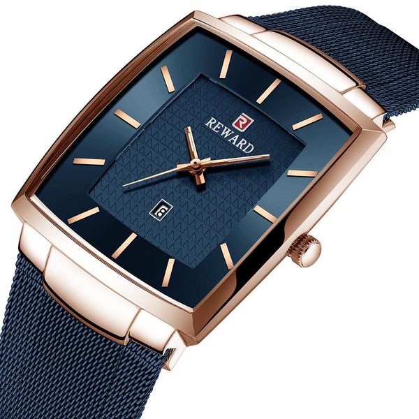 

hobbylane business wristwatch for men waterproof square watch mesh belt quartz watch, Slivery;brown