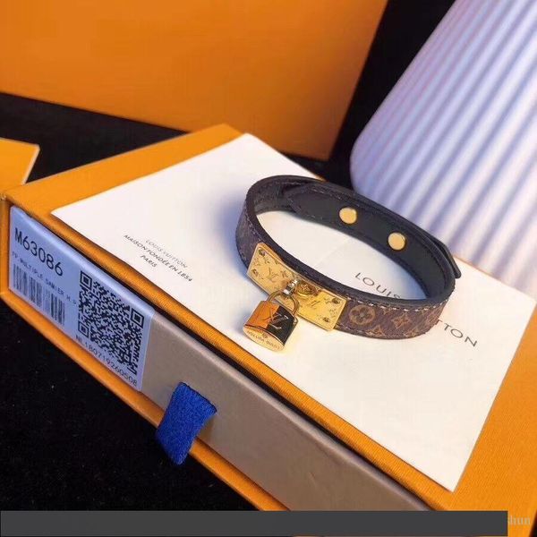 

бренд дизайн замок стиль браслеты мода унисекс цветочный узор браслет титан сталь натуральная кожа браслет партии ювелирных изделий бесплатн, Golden;silver