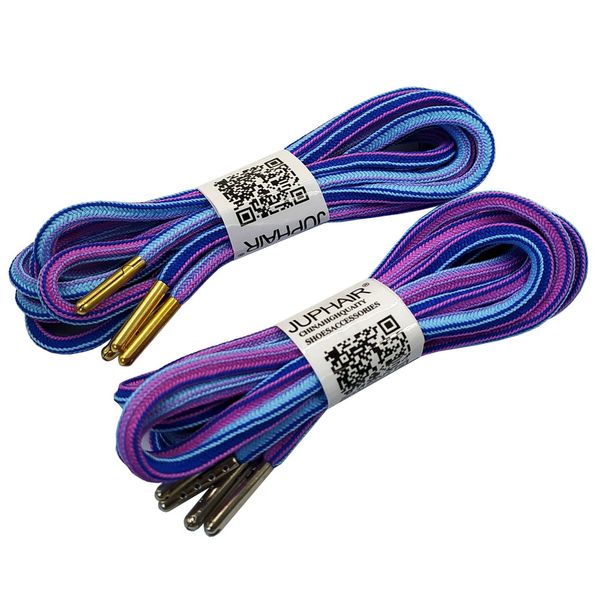 

2 pairs square colorful stripe novelty shoelaces with gold silver metal tips shoelace rainbow colored sport sneaker shoe laces, White;pink