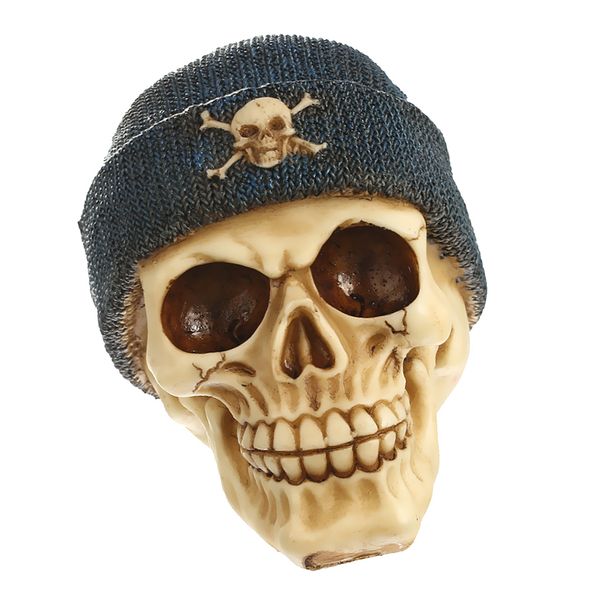 

skeleton skull ornament with cap resin skull homosapiens head figurine craft