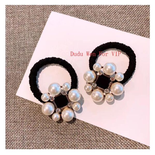 

NEW Classic fashion C Hair tie for Ladys collection Item luxury Hair Accessories with stone& pearl party gift for souvenirs with parper card