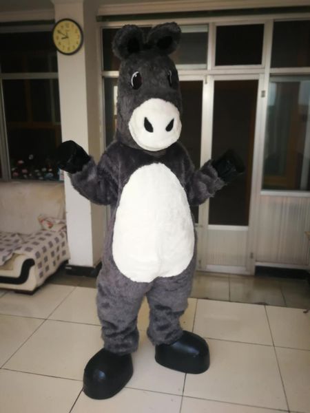 

real pictures gray donkey mascot costume size ing, Red;yellow