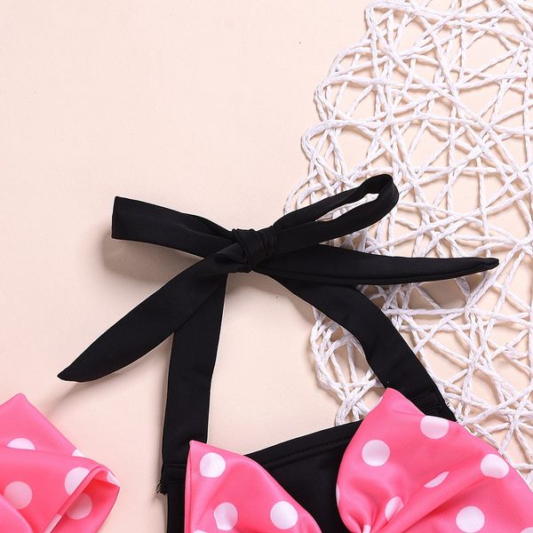 

children swimwear girls bikini skirt baby kids girls summer ruffle suspender dot printed bikini swimwear swimsuit set #c, White