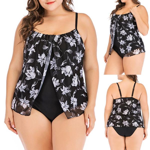 

2 pcs plus size summer beach suit set bikini women print tankini swimjupmsuit swimsuit beachwear padded swimwear dropship#gn