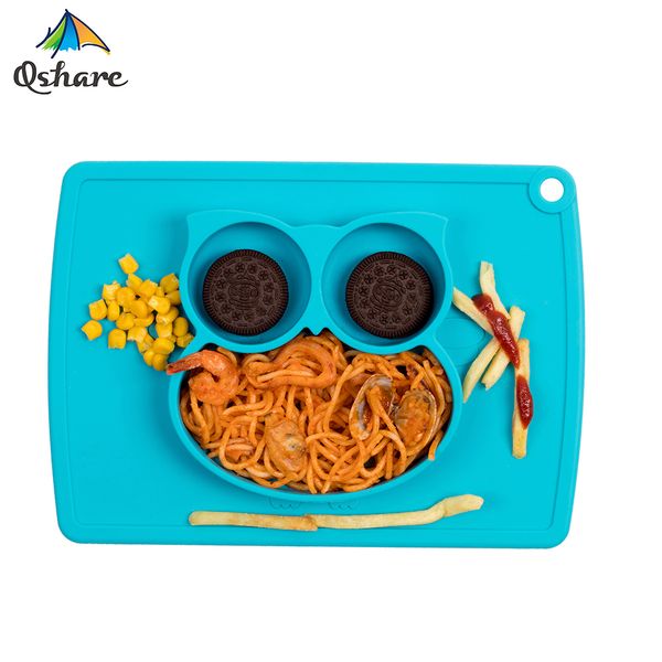 

qshare baby placemat silicone suction plates for children infants feeding food tableware tray dishes easy to clean silicone mat