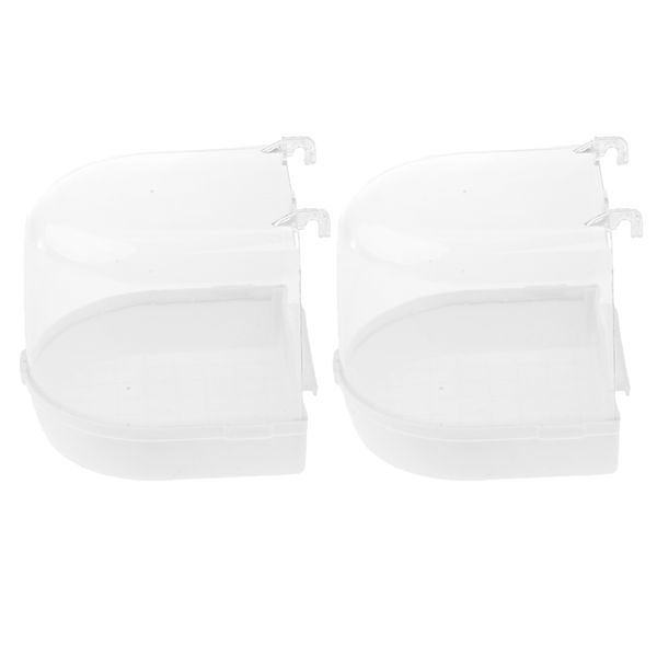 

2x bird bath for caged birds bird cockatiel bath clean box toy plastic white 13 x 13 x 13 cm