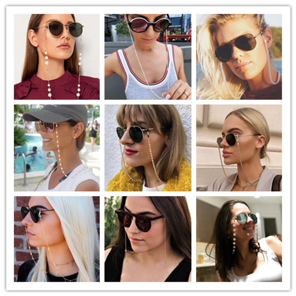 

guvivi 20 style vintage metal sunglasses cords casual pearl beaded eyeglasses chain for men women glass strap glasses holder