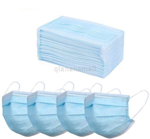 

синий dhl бесплатно предотвратить 50шт рот маска для лица одноразовые нетканые 3 слоя фильтр унисекс пыли 50шт рот нос доказательство маска