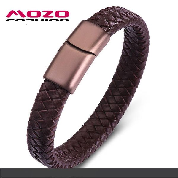 

fashion leather bracelet new classic style men simple brown neutral accessories hand-woven wrist band jewelry gifts ps2156, Golden;silver